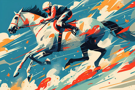驰骋跳跃骑马的人物插画插画