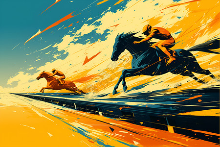 马背上的骑手插画高清图片