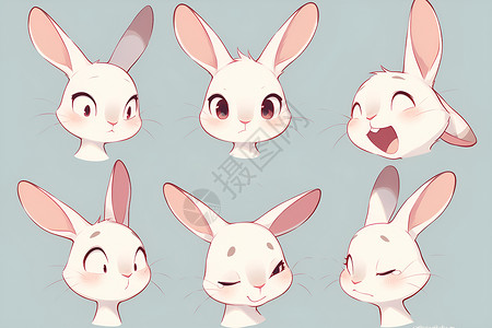 瞪眼兔子表情包卡通兔子表情包插画