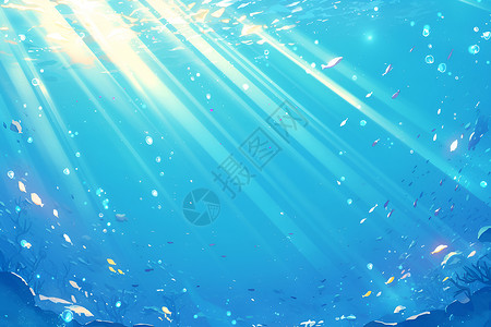 水下卡通水下的光影插画