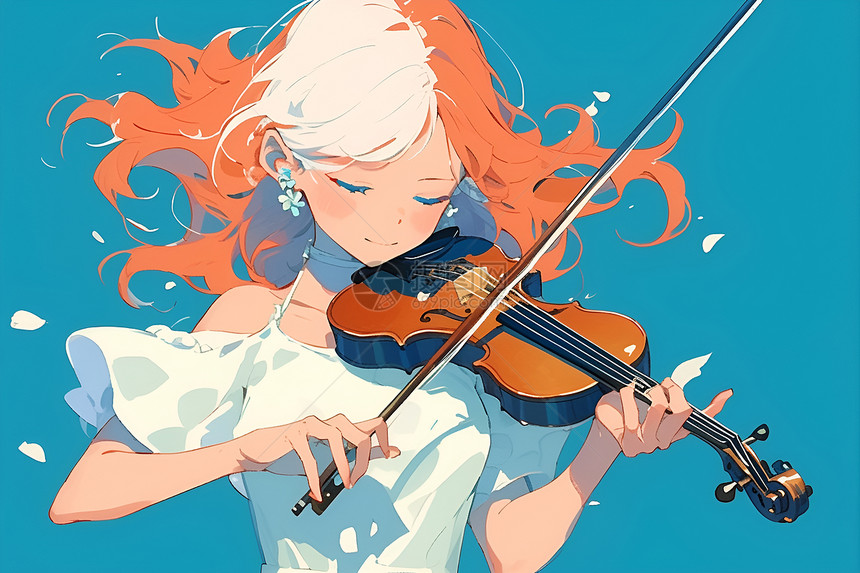 女孩奏响小提琴图片