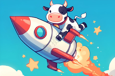 奶牛宇航员插画背景图片