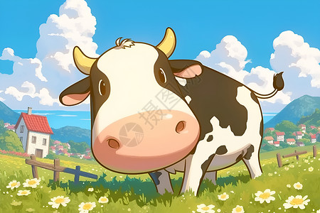 田野里的奶牛欢乐的奶牛在田野里插画