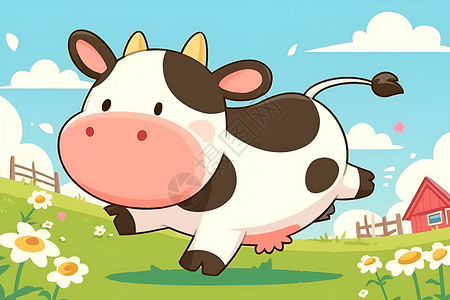 牧场可爱的奶牛背景图片