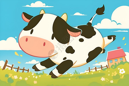 牧场的可爱奶牛背景图片