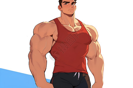 S型身材健身型男子插画