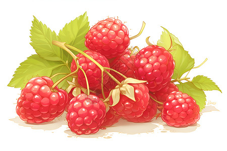 树莓图片水果的红色诱惑插画