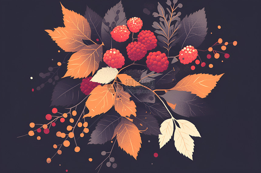 浪漫秋天中的红莓图片