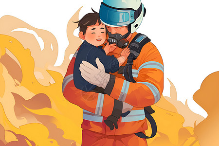 消防员拯救孩子背景图片