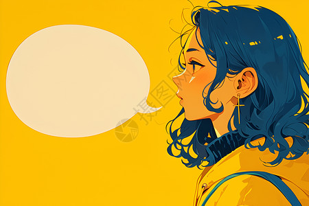 对话框卡通时尚女孩的对话框气泡插画