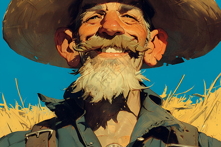 田野里微笑的农夫背景图片