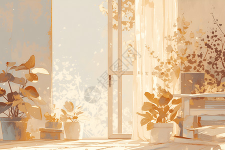 窗台下的盆栽背景图片