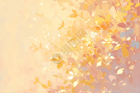 叶子阳光素材金色阳光下的树叶插画