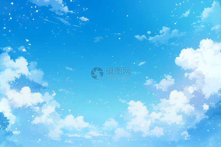 蓝天白云飘浮图片