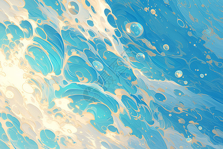 海洋大自然波涛的海洋插画
