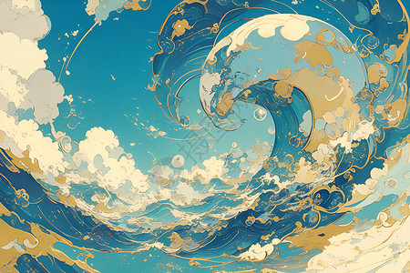 海洋波浪上的云彩背景图片