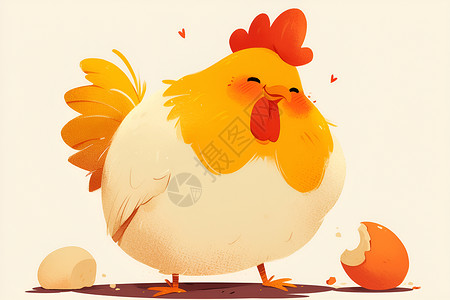 散养鸡设计的卡通鸡插画