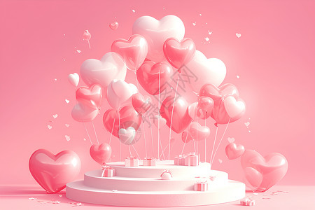 粉色的心形气球背景图片