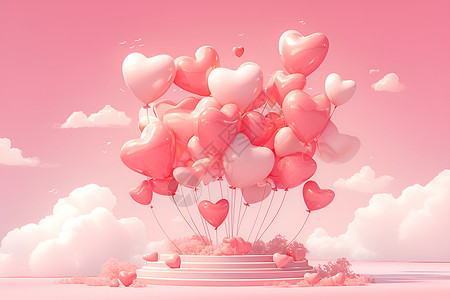 梦幻的粉色气球背景图片