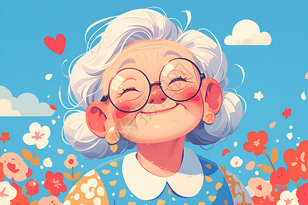 慈祥老奶奶慈祥和蔼的老奶奶插画