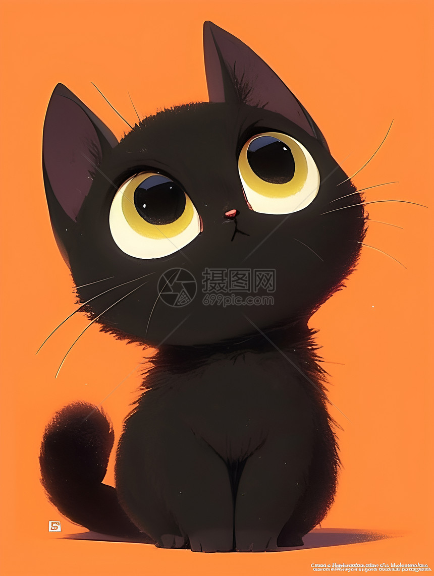 可爱的黑色猫咪图片