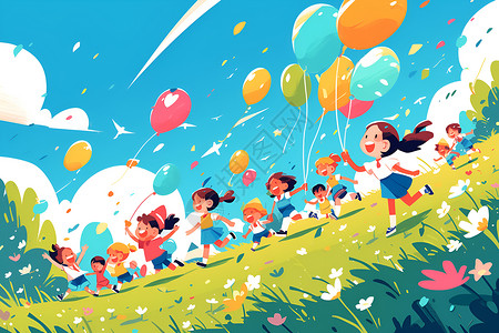 乌克兰哈尔科夫彩色公园欢乐的孩子们插画
