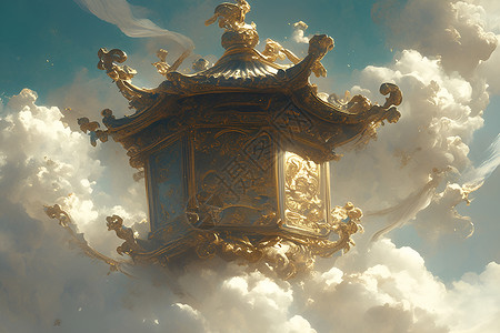 云中的建筑云中的宝塔插画