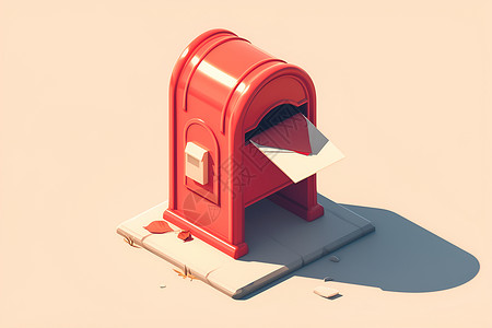红色箱子展示的卡通邮箱插画
