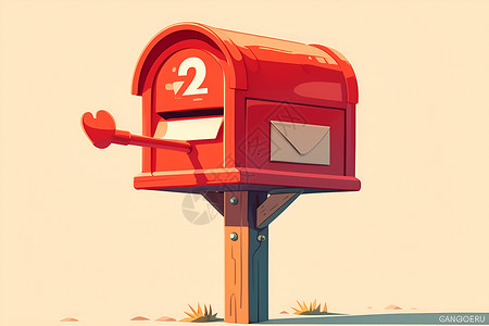 红色箱子展示的红色邮箱插画