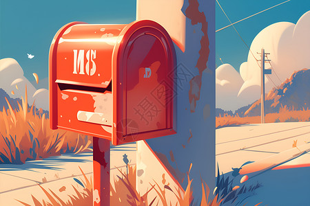 红色箱子红色的小邮箱插画