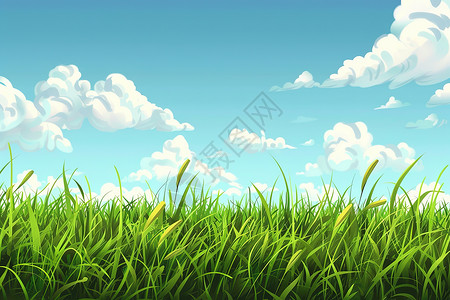 蓝天下的草地背景图片