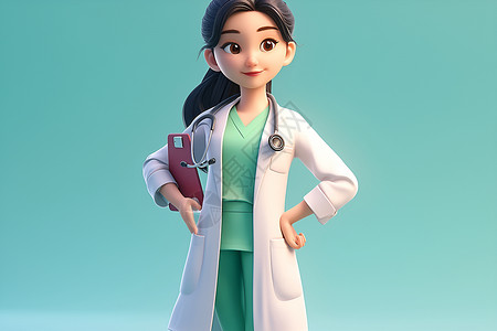 女性医生形象温馨亚洲护士插画