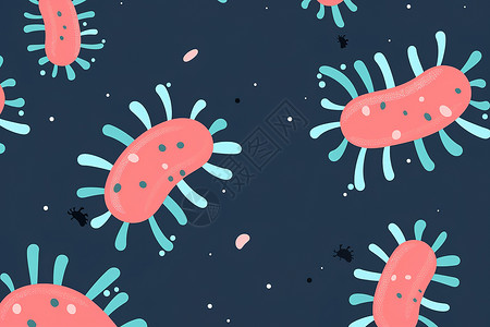 各种细菌粉色的微生物插画