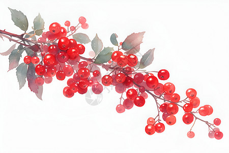 红浆果在白色背景下背景图片