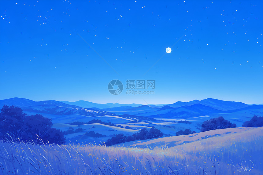 月光洒在山丘上图片