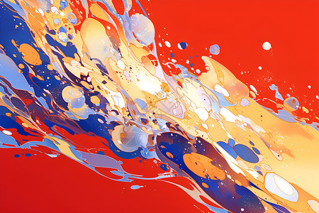 水泡沫彩墨飞溅的抽象数字绘画插画