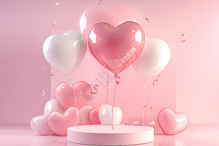 粉色的爱心展台背景图片
