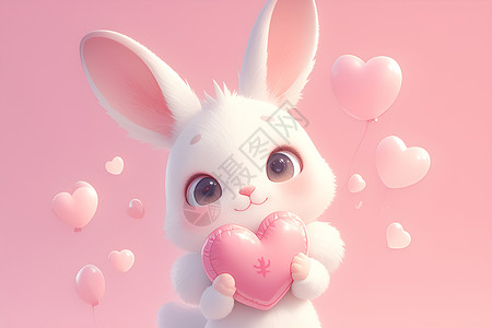 气球兔子可爱卡通兔子插画插画