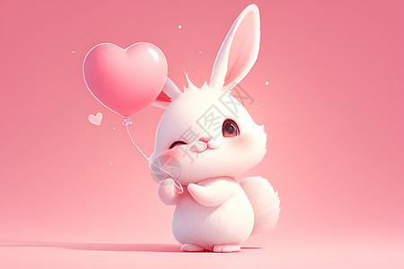 气球PSD粉色兔子插画插画