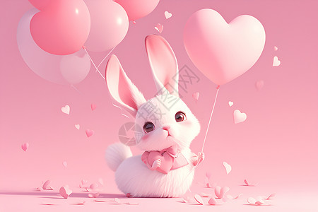 萌萌的兔子动画气球素材高清图片