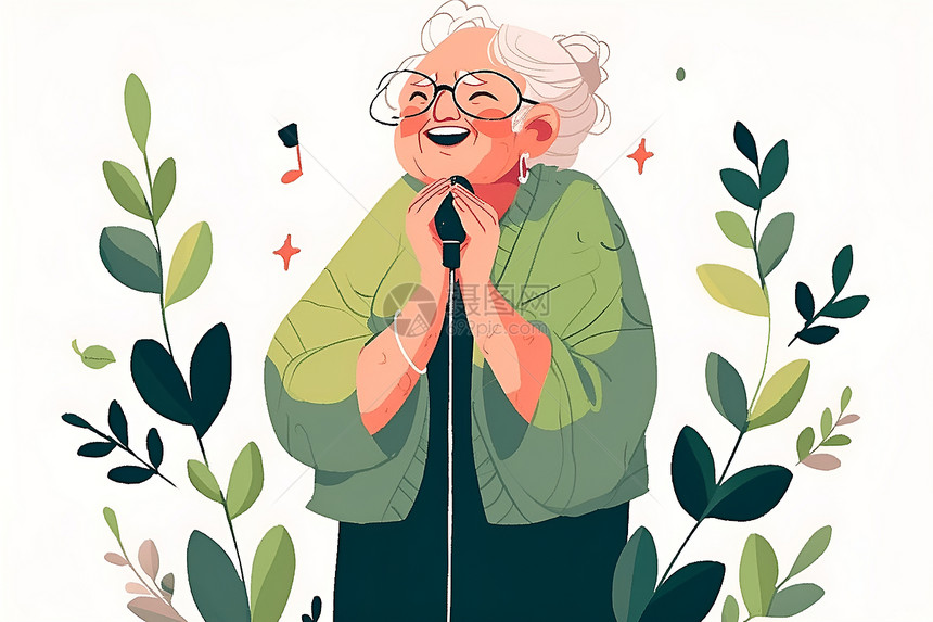 快乐歌唱的老奶奶图片
