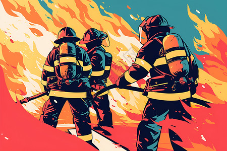 英雄三人组消防员三人组高清图片