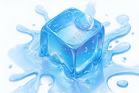 冰融化融化的冰块插画