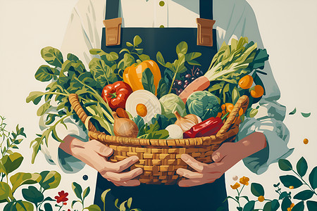 农产品首页厨师和他的农产品插画