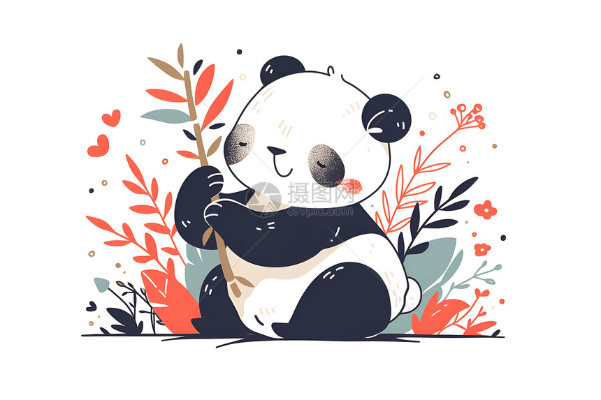 熊猫快乐吃竹子图片