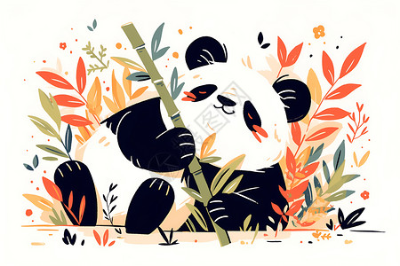 抱着竹子熊猫抱着竹子的熊猫插画