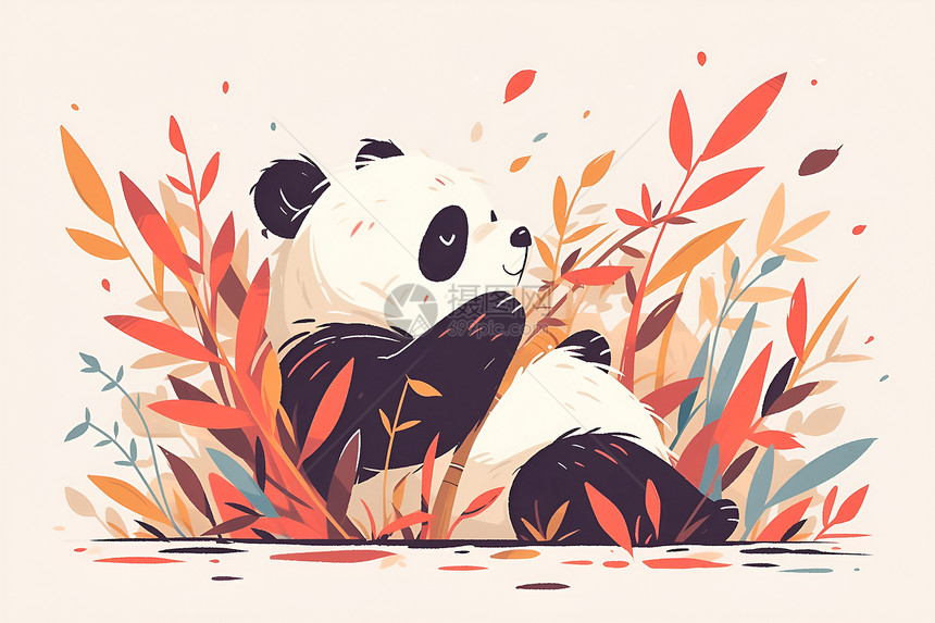 熊猫尽享竹子图片