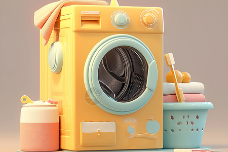 可爱的洗衣机图标背景图片