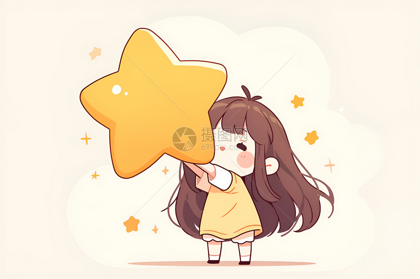 小女孩举起星星图片