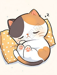 扔枕头睡觉的小猫插画